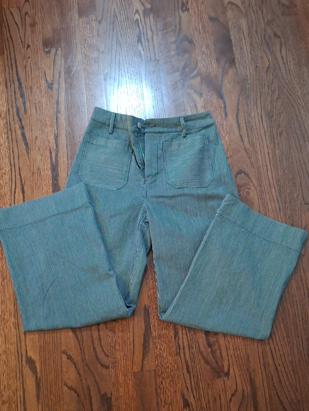Mittoshop Striped High Waisted Wide-Leg Jeans